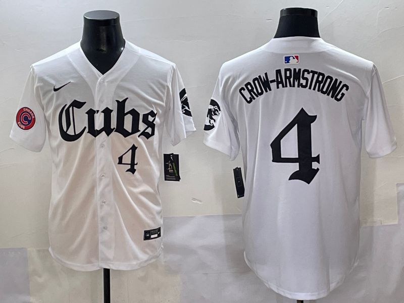 Men 2025 Chicago Cubs #4 Crow-Armstrong White Five generations Joint Name Nike MLB Jersey style 11->chicago cubs->MLB Jersey